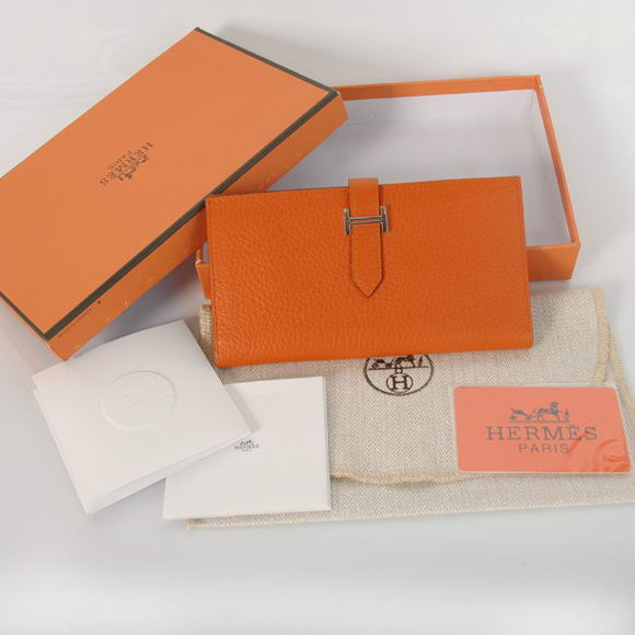 Cheap Fake Hermes Bearn Japonaise Bi-Fold Wallets H208 Orange - Click Image to Close